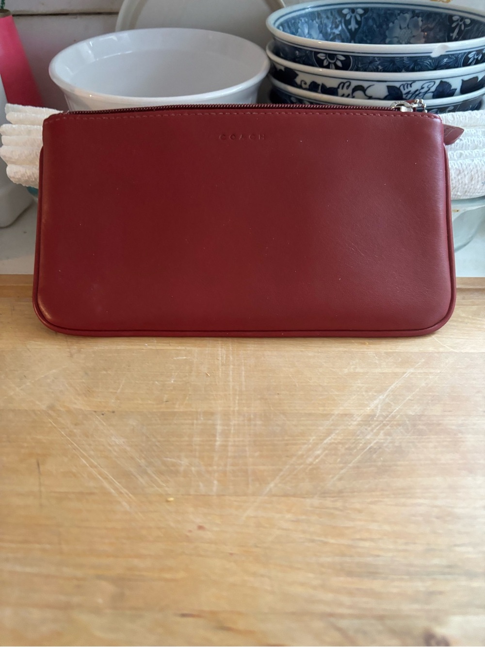 Coach Vintage Red Leather Zip Case/Pouch